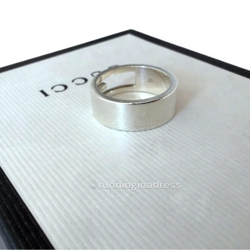 Authentic Gucci G Logo Cut-Out Ring Sterling Silver 925 Vintage Band Size 9